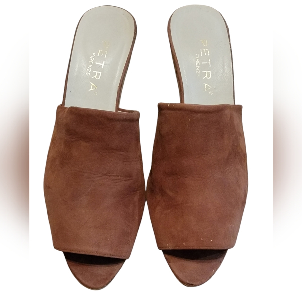 Petra Firenze Brown Open Toe Mule Slip On Sandal Size 8M